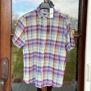 Tommy Bahama island zone 55% linen plaid short sleeve shirt. Size‎ M